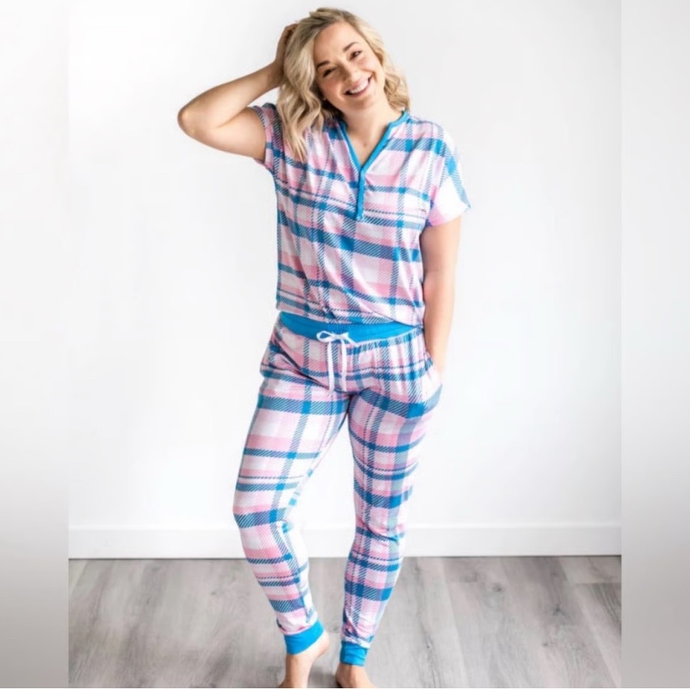 Little Sleepies Rosy Plaid Mama Set